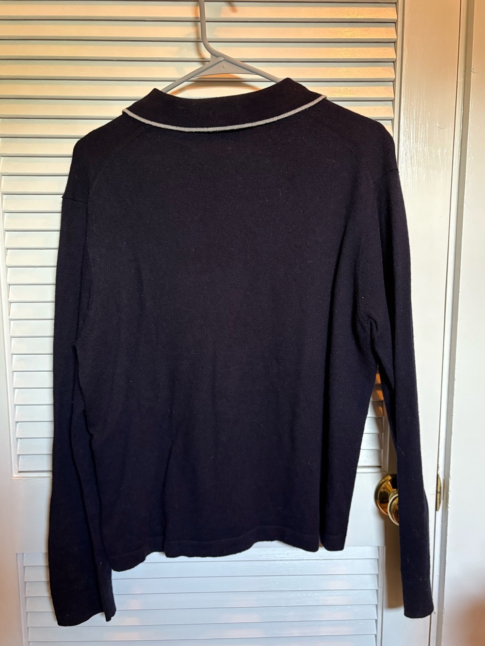 J. Crew Navy Blue Wool Polo Sweater — Men’s Large - Picture 3 of 9